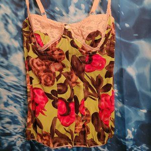 EUC Vintage Early 00s Green Floral Dolce & Gabbana Corset Top Size 38